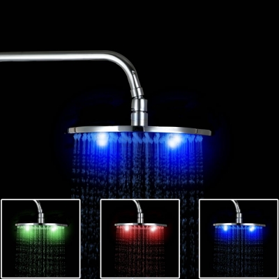 hello bathroom rain shower head 10" led 3 color changing rainfall shower head 8106/102 faucet mixer tap round shower head [led-shower-head-5975]