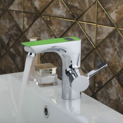 hello green basin torneira luxury digital display bathroom chrome brass 97125 deck mounted sink tap mixer faucet [bathroom-mixer-faucet-1752]