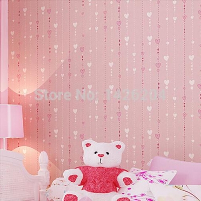 modern red stripe wallpaper for kids, children girl wall paper roll,papel de parede meninas rosa infantil [wallpaper-roll-9388]