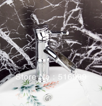 modren /cold water waterfall spout chrome bathroom deck mount single lever sink basin mixer tap tree269