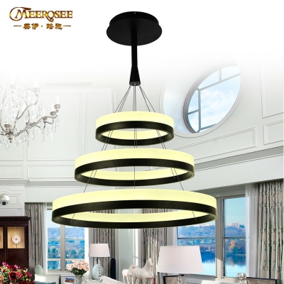 new arrival modern led chandelier light fixture,designer led large pendant lamp black ring lighting for el project