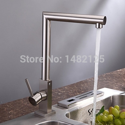new blancos nickle brushed finish 360 degree swivel spout kitchen faucet slender body with a straight-lined spout sink mixer tap [kitchen-faucet-4149]