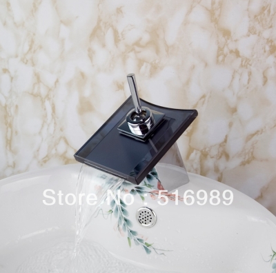 new brand deck mount glass waterfall spout bathroom chrome single handle wash basin sink vessel torneira tap mixer faucet ree579 [glass-faucet-3678]