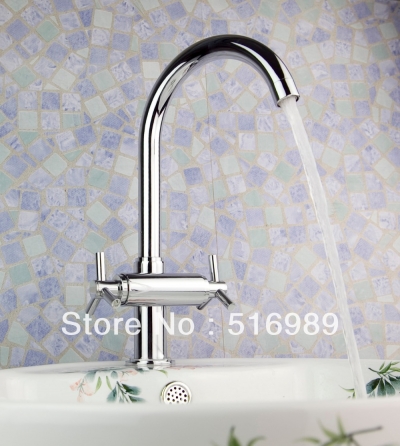 new double universal swivel kitchen sink & basin faucet with chrome polished mixer torneira banheiro tree329 [kitchen-mixer-bar-4385]