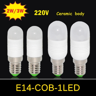 new mini e14 ceramic body chandeliers ac 220v 240v led lamp 2w 3w cob bulb candle light use fridge refrigerator zer 1pcs/lot [e14-base-type-series-3181]