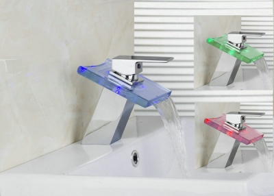 no need battery led waterfall faucet 4 basin mixer tap 3 color faucet ys-0207 [led-faucet-5537]
