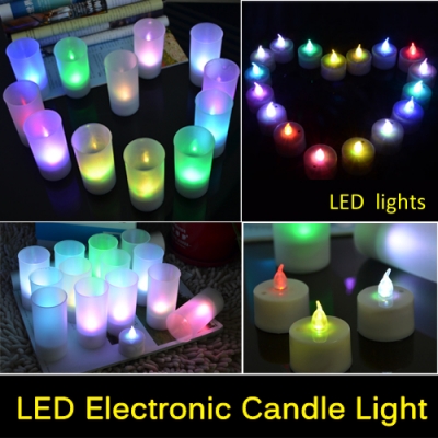 romantic blow on / off flameless led electronic candle night light shake sensor induction rgb nightlight cup tea lamp 7 colors
