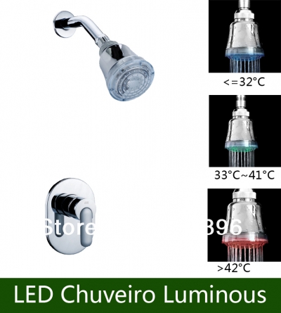shower faucets bathroom rainfall shower led light cold mixing valve mixer wall mounted water tap torneira chuveiro ducha [bath-amp-shower-faucets-1415]