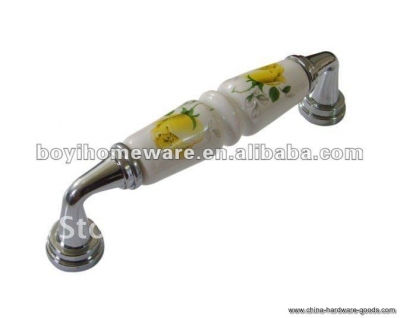 silver zinc + yellow rose ceramic door knobs/ kitchen door knob/ furniture handle/ cabinet handle whole 50pcs/lot am03-pc