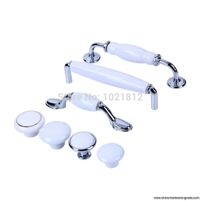 solid white chrome ceramic cabinet handle knob cabinet cupboard closet dresser drawer handles kitchen ceramic pulls