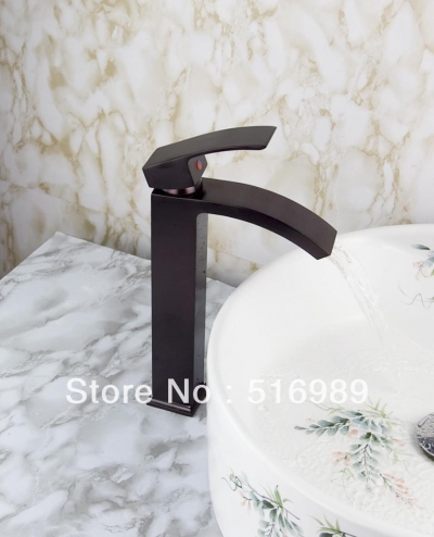 tall waterfall spout soild brass black oil rubbed bronze faucet bathroom tap sink mixer su6 [oil-rubbed-bronze-7529]