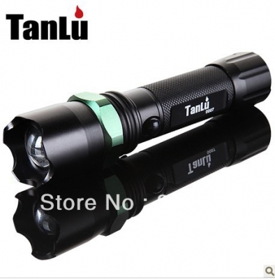 tanlu whole10pcs/lot cree q5 adjustable waterproof black led flashlight lamp including charger