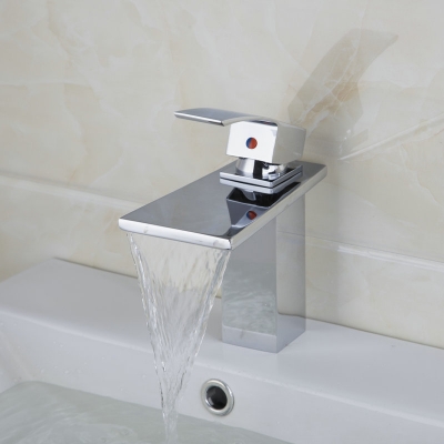 waterfall spout chrome basin faucets deck mounted tap mixer single lever bathroom sink faucet 92252