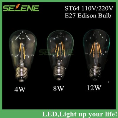 1pc retro incandescent vintage light bulb st64 diy handmade edison bulb fixtures e27/220v/110v lamp bulbs for pendant lamps [led-candle-light-4785]
