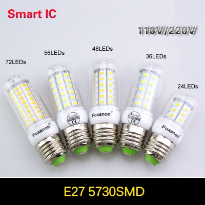 1pcs 7w 12w 15w 20w 25w e27 led light 110v 220v samsung smd5730 smart ic chip led bulb lamp lampada led chandelier candle light [5730-smart-ic-corn-series-930]