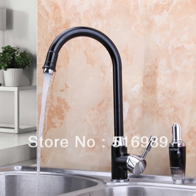2014 contemporary singe hole kitchen sink & vessel mixer tap swivel black kitchen faucet ys-8054b-1