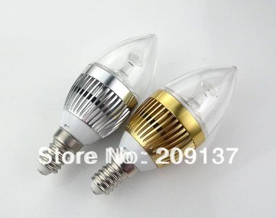 3*3 w epistar chip golden/siliver 9w e14 e12 warm/pure/cool white high power led candle light led bulb lamp 50pcs [led-candle-bulb-4751]