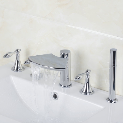 3 handles taps with handle shower deck mounted waterfall faucets,mixers & taps bathtub mixer bathtub bathroom faucet 32hh1 [5-pcs-bathtub-faucet-set-782]