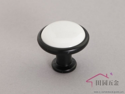 30/pcs black & white small round ceramic pull, drawer knob, handle dia 33mm