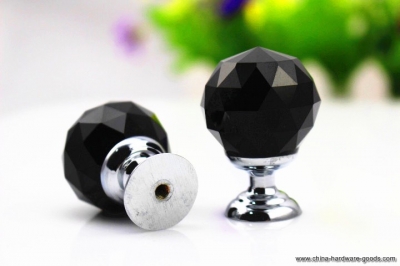 30mm zinc alloy black crystal sparkle glass kitchen cabinet knobs handles dresser cupboard door knob pulls