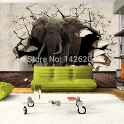3d animal tv background wallpaper mural rhinoceros elephant 3d stereo large murals,3d wallpaper murals nature [3d-large-murals-wallpaper-653]
