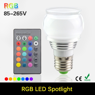 3w e27 rgb led spotlight 16 color change stage lanterna shape led lamp light 110v 220v for holiday christmas with ir remote