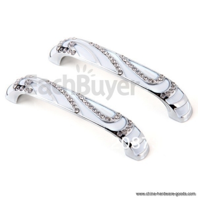 crystal glass zinc alloy arch cabinet drawer door pull handles 96mm