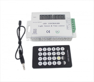 dc12-24v max. 288w led strip light sensor & time controller,pwm signal,adjusting brightness + remote [led-controller-5043]