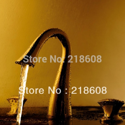 gold bathroom faucet double handle basin taps have 3 hole [3-hole-faucet-563]