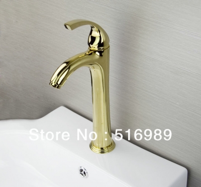 golden slim /cold water bathroom basin faucet spout deck mounted mixer tap tree102 [golden-3847]