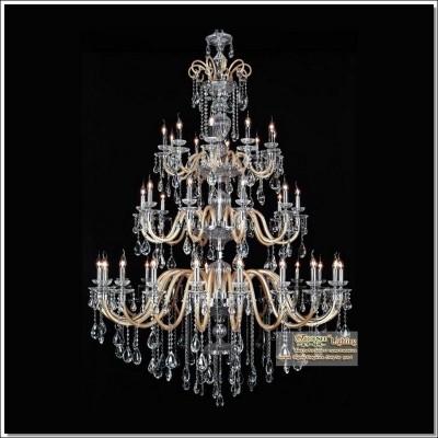 large crystal chandelier glass massive chandelier lights lighting in 3 tiers with 40 arms for el, project d1500 h1600mm
