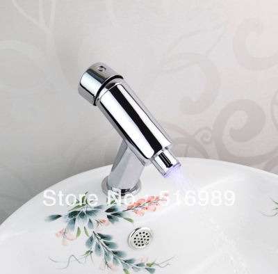 led color changing glass waterfall bathroom basin faucet chrome finish mixer tap tree797