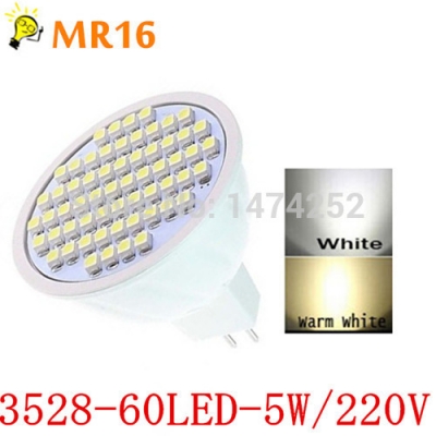 led lamps led spot lights new bulb 5w mr16 3528 5w 60leds white or warm white illumination zm00385/zm00386