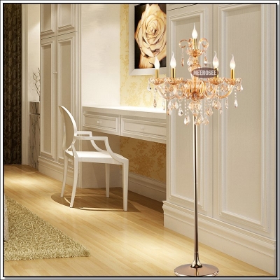 modern 6 lights crystal floor lamp, floor stand light fixture fl6609 cristal standing lamp