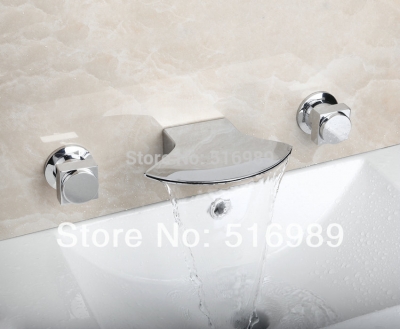 modern design hatchet shape wall mounted 3 pcs chrome bathtub faucet set 23b [3-pcs-bathtub-faucet-set-613]