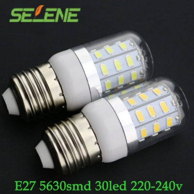 new e27 smd5730 30led 9w 900lm 220v warm white / white corn bulb light lamp 2pcs/lot