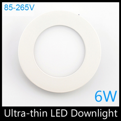 new ultra thin design 5 inch 6w led ceiling recessed downlight / round panel light, 105mm hole, 10pc/lot