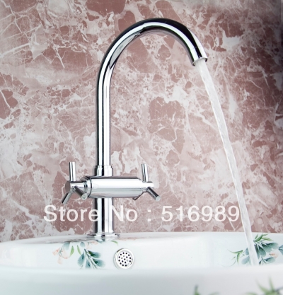 polished chrome double handles kitchen faucet new swivel 360 deck mounted sink torneira cozinha faucets,mixer tap tree324