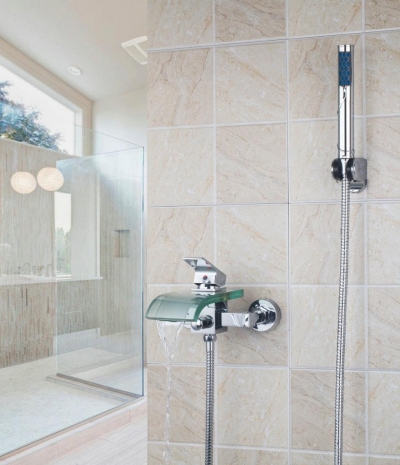 popular ceramic plate spool single handle l8207 durable wall mounted waterfall spout bath basin mixer tap bathtub faucet [wall-mounted-9027]