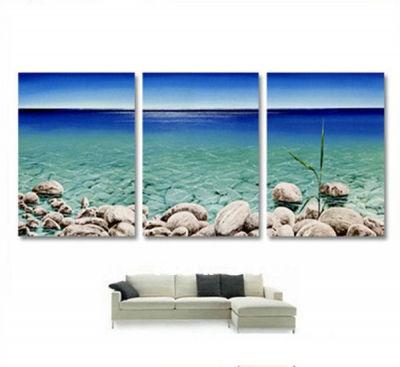 sea stone water 3 pcs huge wall on canvas decorative oil painting art bree8