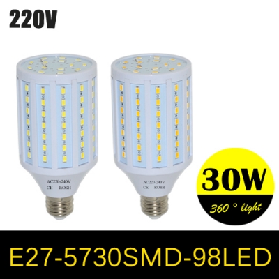 super power led lamps e27 30w 98leds high lumen 5730 smd corn bulb pendant lights chandelier ac 220v 240v ceiling light 4pcs/lot [5730-high-power-series-921]