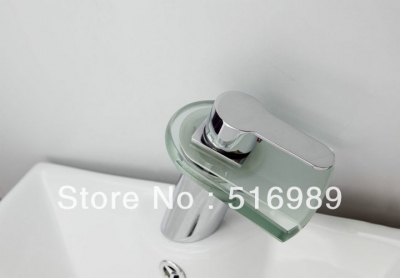 tempered glass chrome finish bathroom sink faucet vessel lavatory one hole/handle mixer taps leon23 [glass-faucet-3698]