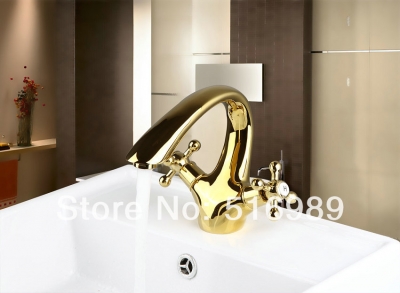 unique golden double handles bathroom bathtub tap faucet mixer 8638-2