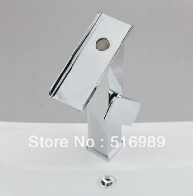 waterfall spout single handle design brass basin bathroom mixer tap polished chrome sink faucet d-016