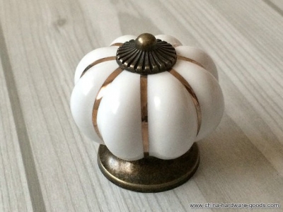 white cabinet knobs pumpkin knobs kitchen dresser knob drawer knobs pulls handles ceramic porcelain / antique bronze decorative [Door knobs|pulls-2196]