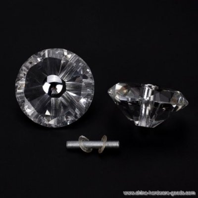 1 pair of diamond-shape crystal glass door cabinet knob pull