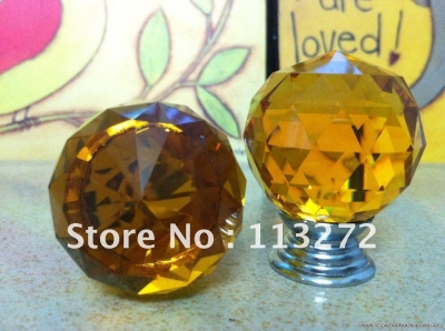( $10 off per $100) 20pcs/lot 35mm amber crystal chrome knobs base