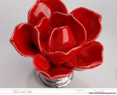 10pcs red rose knobs ceramic handle kids desk flower pulls drawer knobs dresser kitchen accessories drawer closet almirah [Door knobs|pulls-1894]