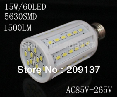 15w e27 b22 60 5630 smd 1500lm 360 degree led corn bulb 110v- 240v warm white / white high luminous led light lamp [led-corn-light-5154]