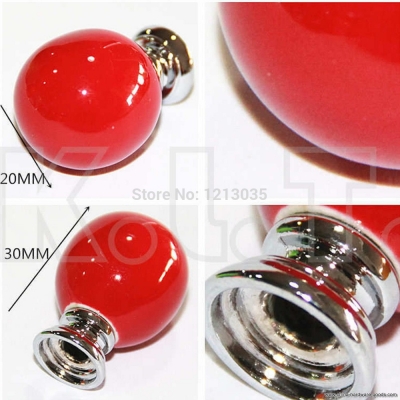 1pcs retro ceramic bedroom door cabinet cupboard drawer knob pull handle red [Door knobs|pulls-1778]